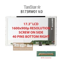  17.3" Laptop LCD Screen 1600x900p Screw on Side 40 pins Bottom Right B173RW01 V.0